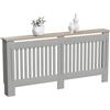 Vida Designs Arlington Copertura del radiatore Olive Grey - Extra Grande - Stile Shaker moderno con doghe verticali per circolazione del calore - H83.3xW172xD19cm - MDF verniciato con ripiano in legno