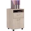 HOMCOM Schedario da Ufficio con Cassetto, Armadietto, Ruote a Freno e Ripiano Aperto, Cassettiera Ufficio per Lettera/Legale/Formato A4, Armadio Verticale per Studio, 40x35x60 cm, Rovere