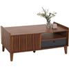 Mendler Tavolino HWC-M48, tavolo da salotto divano, legno massiccio di mango 52x114x59cm - color noce, cassetto grigio scuro