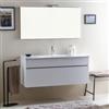 Kiamami Valentina - Mobile bagno moderno binaco legno con lavabo da 120 cm e specchio | Sole