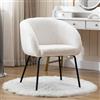 chairus Poltroncina in Finta Pelliccia Sedia da Pranzo per Soggiorno Poltrona Imbottita Sedia con Gambe in Metallo (Bianco)