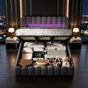 BIYFSDS Letto baule 180 x 200 cm con LED e USB/Type-C, letto matrimoniale imbottito 180 x 200 con contenitore idraulico, letto 180 x 200 con box letto e rete telaio letto imbottito (grigio-2I, 180 x