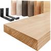 LAMO Manufaktur Mensola da parete con staffe nere a J | Mensola 70 cm per soggiorno, cucina, studio stile industriale | Colore: naturale, Bordo: diritto | Legno massello