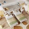 Wiuzo Letto triplo, letto a castello triplo con scala per bambini e adolescenti, letto in ferro con porta di sicurezza e tavolo (90x200cmx3, Bianco)