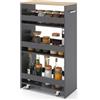 GIANTEX Carrello per Nicchia con Ruote, 4 Livelli，Carrello di Servizio Stretto Salvaspazio, da Bagno, Scaffale da Cucina Sottile 47,5 x 25 x 80,5 cm (Naturale+Grigio, Largo 25 cm)