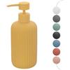 Inbagno Dispenser Sapone Giallo cannettato in Ceramica Soft Touch, Ricaricabile con erogatore Pump e capienza 330 ml, Spring