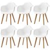 GrandCA HOME Set di 6 Sedie da Sala da Pranzo Sedie da Salotto con Schienale in PP e Bacrest, Poltrone d'accento con Gambe in Legno Massello di Faggio, Bianco