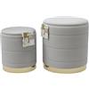 Italia Magazzini Set 2 Pouf Contenitore Rotondi In Velluto Design Elegante Moderno Casa Salotto Sgabello Poggiapiedi Tondo Con Coperchio Rimovibile (Grigio Chiaro)