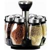 OISE ART STORE Trade Shop - Portaspezie Girevole con 6 Barattoli in Vetro Tappi Spargispezie Organizer Cucina