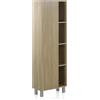 Brigros WeHome - Mobile Colonna 50x140x24 cm, 1 Anta e 4 Vani in Legno, Mobiletto da Assemblare- Bagno