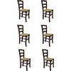 S.I.S.A. di G.&G. srl SISA srl, Set di 6 Sedie, Sedie Sala da Pranzo, Sedie Cucina Legno, Arredo Casa, Sedie Legno, Modello Paesana, Colore Noce, Seduta Paglia, 45x37x87, Sedie Soggiorno, Made in Italy