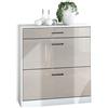 Vladon Scarpiera Elvas 89 x 95,5 x 27 cm, struttura in bianco opaco, frontale in grigio sabbia lucido.