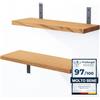 LAMO Manufaktur - Mensola sospesa in legno massiccio, 2 pezzi, 2 x 40 cm, 100% vero legno, per soggiorno, camera da letto, cucina, ufficio, bagno, set di 4 mensole da parete, colore: rustico
