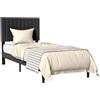 FIVMEN Telaio letto 90 x 200 cm, in metallo con testiera in velluto e rete a doghe, letto singolo, per camera da letto, camera degli ospiti, colore nero