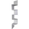 MECSAL CASALINGHI Mensola scaffale angolare da parete muro 5 ripiani portaoggetti, in legno, colori assortiti, cucina, soggiorno camera da letto, studio (bianco)