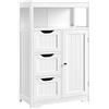 Yaheetech Mobile da Bagno Armadietto da Terra Mobiletto con Cassetto e Ripiano Regolabile Bianco Credenza Multiuso con Doppia Ante Organizzatore Portaoggetti da Cucina Soggiorno Salvaspazio