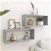 Genérico Mensole Parete a Cubo 2pz Grigio Cemento 60x15x23cm Multistrato,Grigio,5.96kg,807145