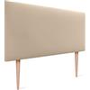 DHOME Testiera in similpelle o tessuto AQUALINE Liscia e con gambe Testiera per letto imbottita (95cm con Gambe (Lits 70/80/90), Similpelle Beige)