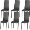 DEWINNER Sedia da pranzo nordica (set da 6), design ergonomico, gambe in metallo, imbottita vintage, sedia da cucina casual con cuciture, nero