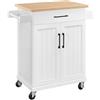Soberine Carrello da Cucina con Ruote 1 Cassetti e 2 Ante Carrellino in Legno Piano di Lavoro Salvaspazio Moderno Portasciugamani Porta Microonde Spezie Bianco 91,5 x 66 x 45,5 cm