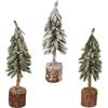 Kaemingk Albero di Natale artificiale, altezza 26 cm, con base in legno, 1 pezzo, assortito, salvaspazio e riutilizzabile, piccola decorazione natalizia e invernale, verde, bianco