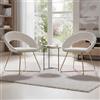 chairus Set di 2 Poltroncine Imbottite in Velluto Poltrona Moderna Design con Gambe in Metallo Oro Poltrone da Salotto per Camera da Letto/Soggiorno, Beige