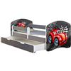 ACMA Letto per Bambino Cameretta per Bambino con Materasso Cassetto II Grigio (05 Macchinetta rossa, 180x80 + Cassetto)