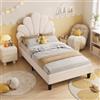 JiaOyu Letto Singolo 90x200 cm per Bambina, Struttura Letto per Bambini con rete a doghe, Giroletto Singolo Lettino imbottito in velluto con gambe in ferro dorato, senza materasso