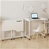 Rcynview Scrivania Pieghevole Salvaspazio con Ruote, Tavolo Pieghevole Scrivanie per Computer, PC Tavolini Portatili per Ufficio Studio Camera da Letto, Struttura in Metallo, Stile Scandinavo,90x56x75cm Bianco