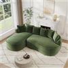 Bladez Frameless - Divano angolare modulare a forma di L, in ciniglia, con seduta extra profonda e chaise longue, divano da pavimento senza montaggio, divano curvo, per il soggiorno (verde, 3 posti, L