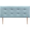 DHOME Testiera letto Capitoné. Testiera imbottita ACUALINE Tessuto e similpelle. Testate per letti matrimoniali e singoli (similpelle azzurra, 160x115cm con gambe (letti 150/160))