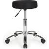 FineBuy Sgabello da Lavoro Nero con Ruote 60-70 cm Tessuto Senza Schienale | Sgabello Girevole Regolabile in Altezza | Sgabello Officina
