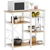 sogesfurniture Scaffale per Cucina in Acciaio Legno, 3 + 3 Ripiani Carrello da Cucina per microonde Forno Scaffalature Organizzatore Salvaspazio, Acero W5S-MO-BH