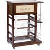 Liberoshopping Carrello da cucina con ruote portapane portafrutta portabottiglie in ferro (Noce)