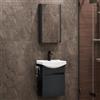 Planetmöbel lavabo con base da 45 cm con lavandino bagno in ceramica e armadietto a specchio 40 cm, set di mobili da bagno per WC ospiti, antracite opaco