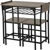 RELAX4LIFE Set da Pranzo per 2 Persone, Tavolo Rettangolare in Legno con Ripiano di Stoccaggio, Struttura in Metallo, 2 Sedie Comfortevoli, Set da 3 Pezzi Salvaspazio per Cucina (Grigio)