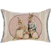 Blanc Mariclo Cuscino arredo Ricamato Pasquale in Cotone con Conigli Joyeuse Paques 35x50 cm