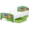 leomark letto per bambini in legno 140x70 cm, SMART lettino con cassetto, materasso e telaio, stampa colorata ANIMALI SELVAGGI, mobili per bambini, attrezzatura stanza per bambino