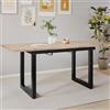 MURUL Tavolo da pranzo espandibile, L140/180 × W80 × H75, stile industriale, rettangolare, per il tempo libero, multifunzionale, moderno tavolo da pranzo in ferro, MDF, effetto rovere+nero