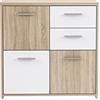 AVANTI TRENDSTORE - Fianna - Comó 3 ante, 2 cassetti in legno laminato nel colore quercia sonoma/bianco. Dimensioni LAP 77,2x77,5x29,6cm