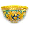 SICILIA BEDDA CAPACI Gerla, Fioriera da Appendere, Ceramica Caltagirone, Tre opzioni Misura (1Unità) Decoro Barocco su Fondo Verde e Blu - Misura Grande