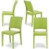 REDÒKASA Sedia in polipropilene FLORA, MADE IN ITALY, impilabile, resistente ai raggi UV, design moderno, ideale per interno ed esterno (4, Verde lime - Senza Braccioli)