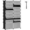 WOLTU Scarpiera, 2x8 Livelli per 32 Paia di Scarpe, Armadietto ad Incastro con Ante, Scaffale Portascarpe per Giochi, Pannelli in PP, con Mazzetta in Plastica, Nero+Bianco