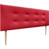 DHOME Testiera in Similpelle o Tessuto AQUALINE Pro con 2 file di bottoni e gambe Testiera imbottita Letto di Lusso (Similpelle Rosso, 160x105cm (Letti 150/160))