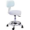 GALIZIA prjme GALIZIA Sgabello da Lavoro per centri estetici ambulatorio Medico e dentistico, tatuatori, con Ruote, 360°, Imbottitura altezza 7cm D37 Finta Pelle (BIANCO)