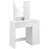 [en.casa] Tavolo da Trucco con Specchio Cassetto e Ripiani Toeletta con Armadietto ad Anta con 2 Scomparti Chiusi Consolle Angolo Beauty 138 x 90 x 38 cm - Bianco