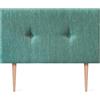 DHOME Testiera Imbottita in Tessuto Luxury Liscio con Bottoni e Gambe Testiere Imbottita per Letto di Lusso (Lineal Green, 100x115cm)