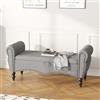 Ckaff Panca Fondo Letto 130cm, Cassapanca Contenitore Panca Portaoggetti, Pouf Organizzatore Poggiapiedi Scarpiera con Braccioli Arrotolati per Soggiorno Camera da Letto Entrata, Lino, Grigio-1
