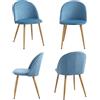 JZGORC Set di 4 Sedia da Pranzo, Sedia da Pranzo in Morbido Velluto, Gambe in Metallo, Imbottitura Protettiva Regolabile - Blu