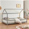 [en.casa] Letto Casetta per Cameretta Letto Piazza e Mezza per Bambini con Barriere di Protezione Struttura in Legno di Pino con Zona di Riposo 120x200 cm Grigio/Bianco